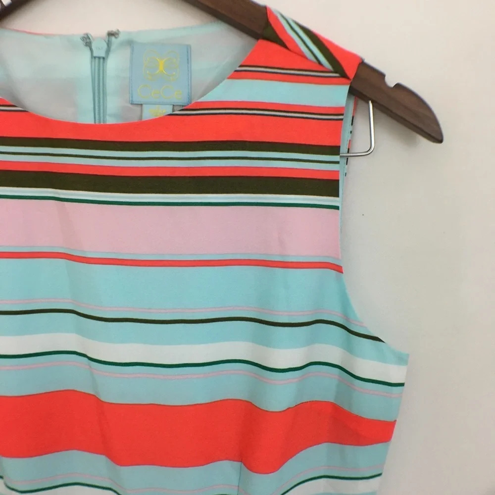Cynthia Steffe Claiborne Striped Fit & Flare Drs - Picture 4 of 8